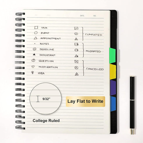 CAGIE 2 Pack College Ruled Spiral Notebooks - 480 Pages, 5 Subject with Tabs, A4 Notebooks