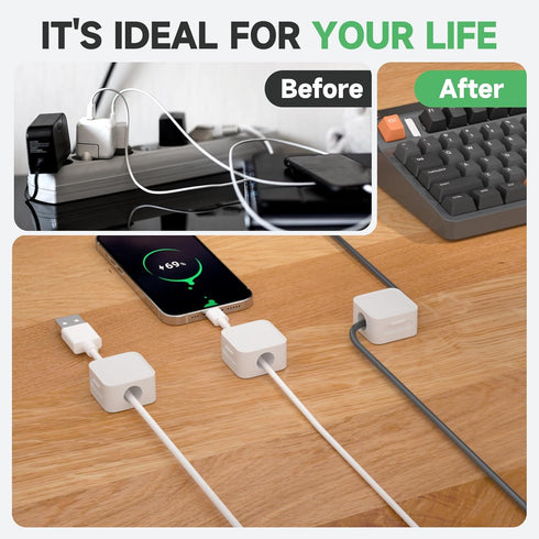 WDBmla 9 Wall,2025 Organizer[0.45" 0.27" Black Magnetic Cable Clips,Under Desk Cable Management,Cord Holder