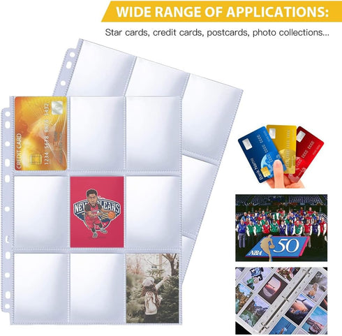 9 400 Pack 7200 3 Pocket Page Protector, Trading Card Sleeve, Holds CardsBaseball Card Sheets for Ring Binder