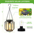 2 Pack Solar Hanging Lanterns Outdoor: Metal Solar Hanging Lights with Hook, Bright - Warm Waterproof LED Lanterns