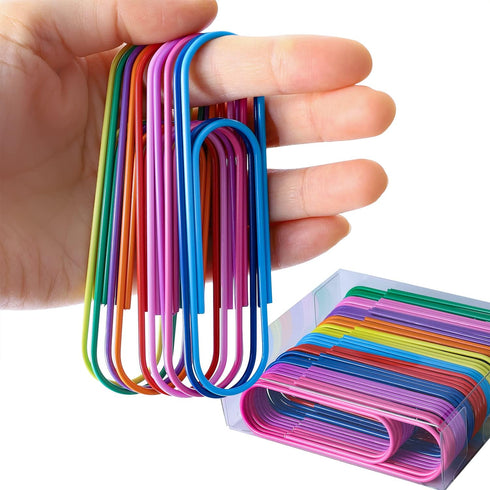 Jumbo Paper Clips 40 Pcs 4 Inches Large Paper Clip Holder Vinyl Coated Multicolored Extra Large