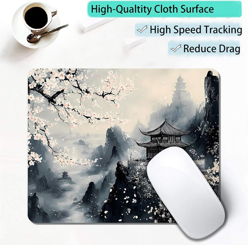 IMAYONDIA 9.5" 7.9" Computer Mouse Pads for Desk, Aesthetic Landscape Painting Japanese Mouse Pad Small Square Computer