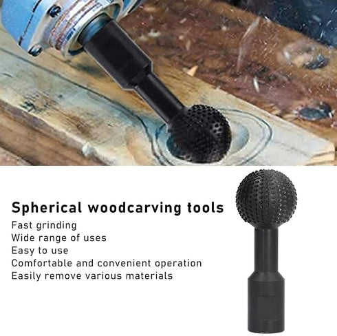 Ball Grinding Head, 5/8-11 Threads for 4 1/2 and 5 Inch Angle Grinder, Wood Carving Burrs Carbon, Carbon Steel Ball Grinding Head Power Carving Tools