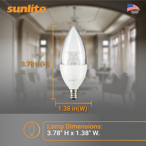 B13 Bulb, 7 (60W=), 500 120 Dimmable, E12 90 Title-20, 5000K 6 Pack Sunlite LED Decorative Chandelier Light Watts