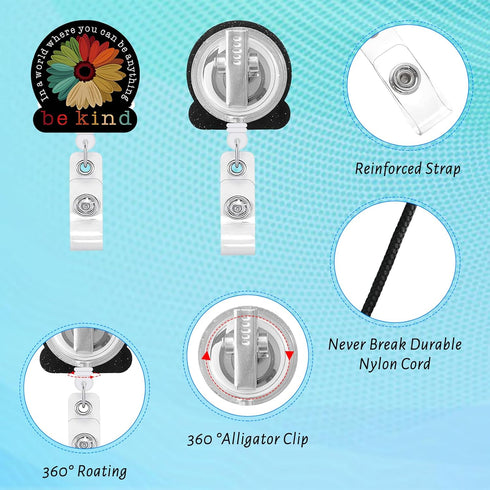 Dooyilets Badge Reels Holder Retractable, ID Card with Alligator Clip for Nurse Name CNA, Funny Badge Reel, Student ID