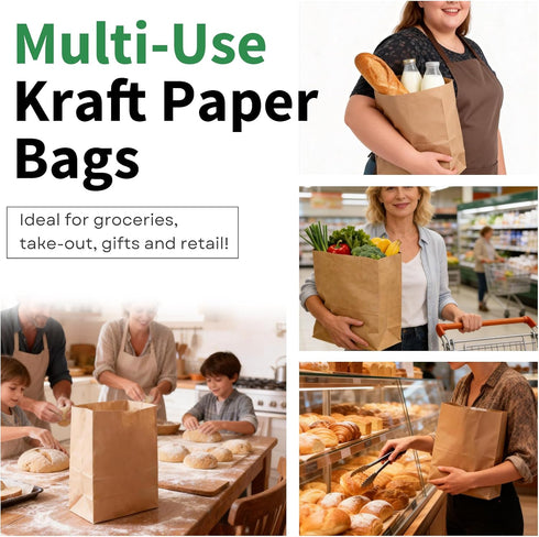 lulucorgi 100 Pack, 9.8 5.5 13",16lb Packaging, Brown Paper Bags Bulk x x Medium Kraft Shopping Bags for Business