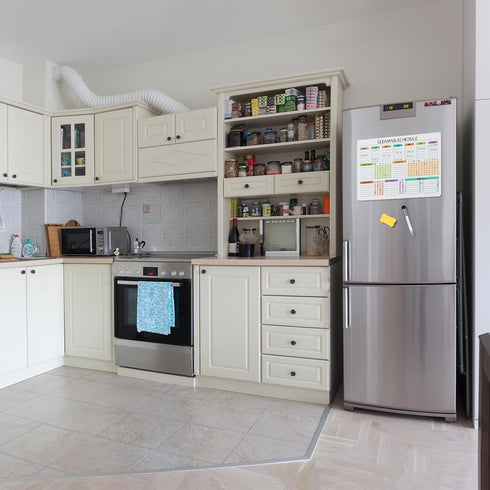 Cleaning Schedules and Checklists Dry Erase Magnetic Planner Whiteboard for Refrigerator - Daily Weekly Monthly
