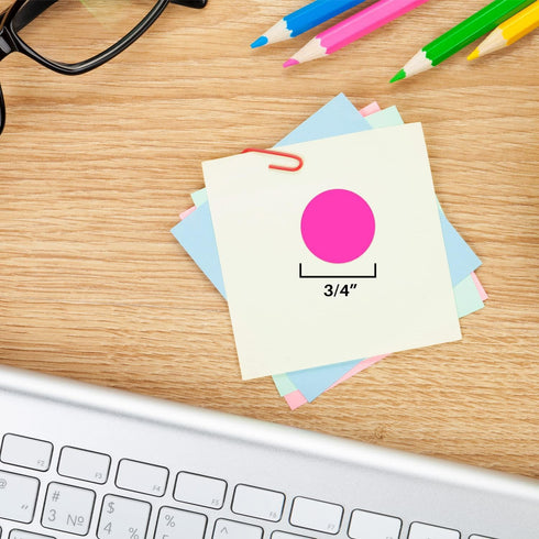 ChromaLabel 0.75 Inch Round Label Removable Color Code Dot Stickers, 1000 Labels per Roll, Fluorescent Pink