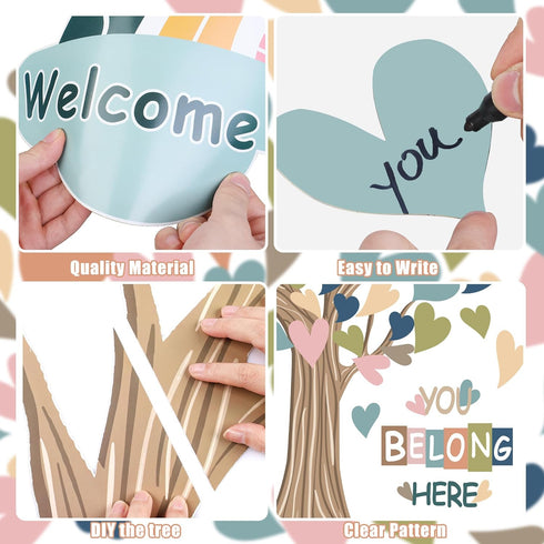 Classroom Tree Bulletin Board Decorations - Boho Heart Tree Paper Cutouts for School Decor