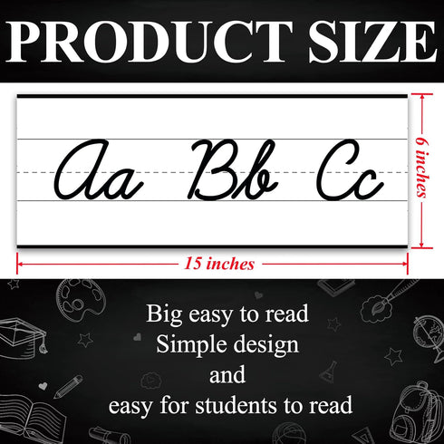 YIXAXKAO 12 Pieces Alphabet Line for Classroom Wall Cursive Alphabet Line Bulletin Board Set ABC Alphabet Banner and Number Border Posters Simple Alphabet Classroom Wall Strips for Classroom Decor