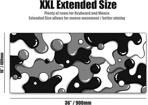 Kraken Keyboards XXL Gaming Mouse Pad, Large Black and White Desk Mat for Keyboard and Mouse