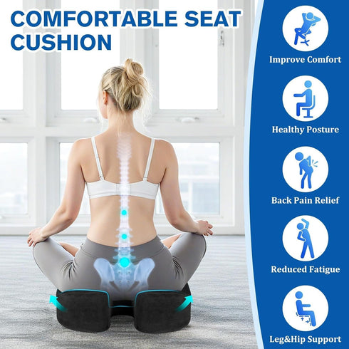 CushyOasis Tailbone 5.28 Seat Cushion, Gel Chair Cushions, Office Chair Cushions, Anti-Slip Bottom & Removable Cover