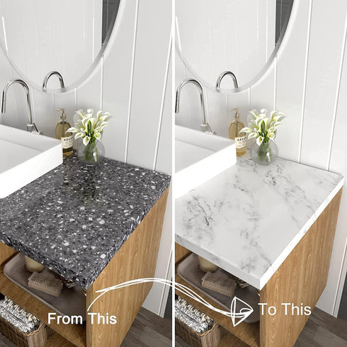 Decotalk White Marble Contact Paper for Countertops, Peel and Stick Marble Wallpaper, Waterproof, 12"x120"