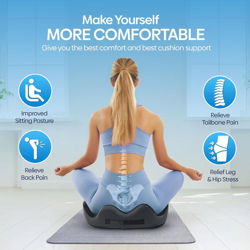 CoolSit Tailbone, Gel Seat Cushion for Office Chair, Car, or Wheelchair Orthopedic Memory Foam Pad with Cooling Gel