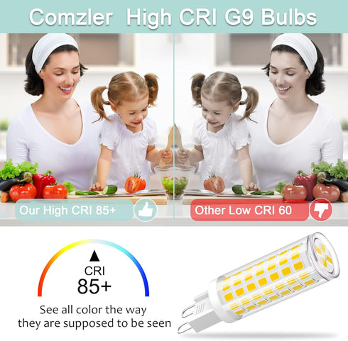 comzler G9 LED Bulb, 6W 4000K Natural Daylight, 60 Watt Halogen Equivalent, 600LM, Non-dimmable, 6 Pack