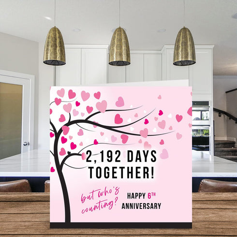 Funny Iron Anniversary Card for Wife or Husband - 2192 Days Together - I Love You Gifts, Happy 6th Wedding Anniversary