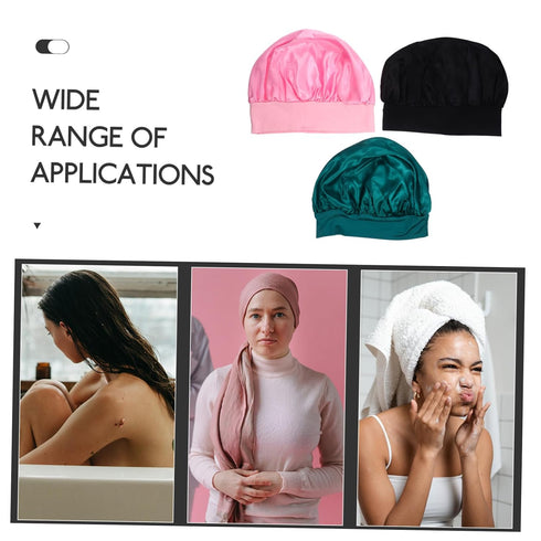 3pcs Satin Sleep Cap for Women Soft Night Bonnet with Wide Elastic Band Hair Protector for Sleeping for Curly Hair Care