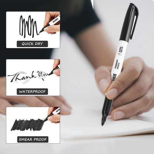 Permanent Markers Bulk Fine Tip 82 Pack, Waterproof Markers, Premium Smear Proof Pens for School, Office, Home