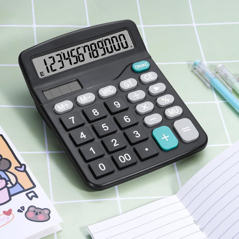 Desktop Calculator with Big Buttons, Dual Power Source, Solar and Battery, Large Display Screen for Office and