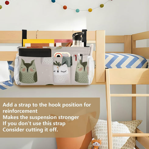 SyXIOP Cartoon Cute Owl Beige Bedside Caddy Table Cabinet Storage Organizer for Magazine, Tablet, Phone, Chocolate