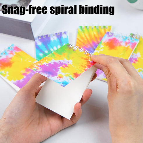 Koogel 24PCS Mini Tie Dye Notepads, Blank Mini Notebooks for Kids, Spiral Mini Notebook for Tie Dye Birthday Party