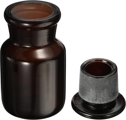 PATIKIL 60mL Round Wide Mouth Glass Reagent Media Bottle, 1Pcs with Amber Cap for Chemistry Lab, Amber