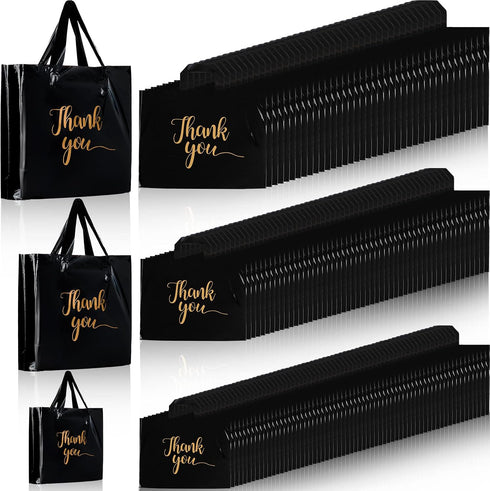 Teling 200 Pcs Thanks Bags with Handle Bulk Thank You Merchandise Bags