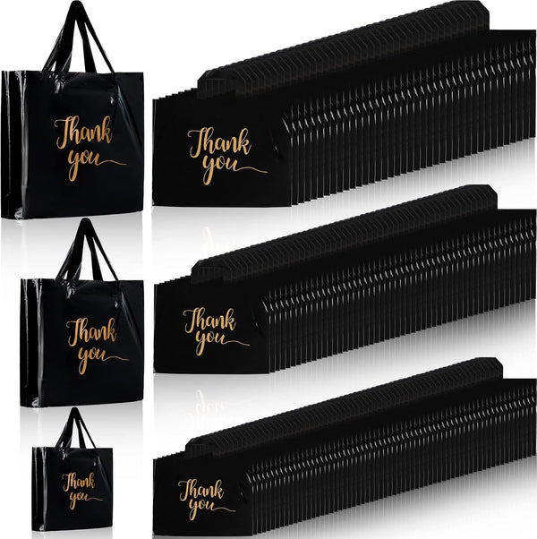 Teling 200 Pcs Thanks Bags with Handle Bulk Thank You Merchandise Bags