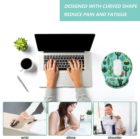 Mouse Pad with Wrist Support, Ergonomic Memory Foam Wrist Rest Cushion, Non-slip Rubber Base Gaming Pad for Home Office