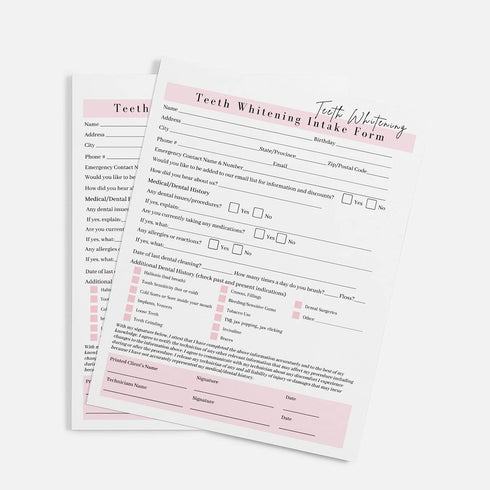 Boutique Marketing LLC 75 Pack 8.5x11 inch 25 25 25 Teeth Whitening Consent Form, Intake Form, Aftercare Form | | Paper
