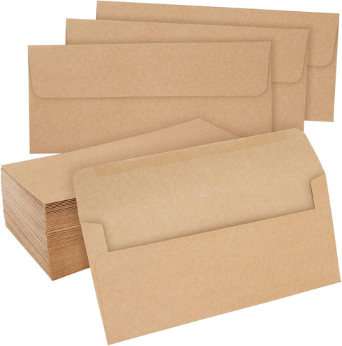 Juvale 100-Pack #10 Brown Kraft Paper Business Envelopes for Checks, Invoices, Gift Certificates, Mailing Letters