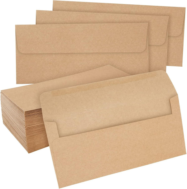 Juvale 100-Pack #10 Brown Kraft Paper Business Envelopes for Checks, Invoices, Gift Certificates, Mailing Letters