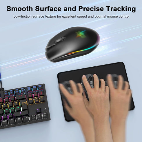 TECKNET 4 Pack Mouse Pad with Anti-fray Stitching, Waterproof Surface & Non-Slip Rubber Base with Stitched Edges Gaming