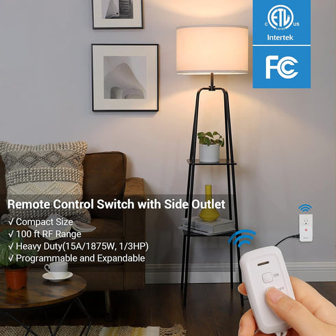 DEWENWILS Remote Control Outlet with 2 Remotes, 15A/1875W, 100ft RF Range