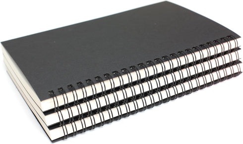 TWONE 3 Packs Soft Cover Notebook, Lined Paper, Black Spiral Notebooks, 100 Ruled Pages, 50 Sheets, 8.25 x 5.55 inch