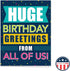 Big Blue Birthday Card From All Of Us, 8.5" x 11" Large Greeting Card Made In The USA