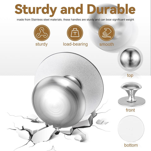 Set 2 of Stainless Steel Suction Cup Grab Bars for Bathroom and Cabinet Use