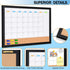 Monthly Whiteboard Calendar with Cork Board for Wall, 17"x13", Magnetic Dry Erase Board with Black Wood Frame