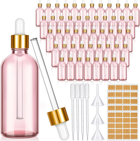 Lallisa 48 Pcs Glass Dropper Bottles with Eye Droppers, Lab Dropping Bottles with Pipettes and Labels