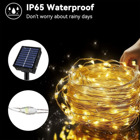 2 Pack 66ft 200LED 8 Solar String Lights Outdoor Waterproof Total Modes Twinkle Lights Solar Fairy Lights for Patio