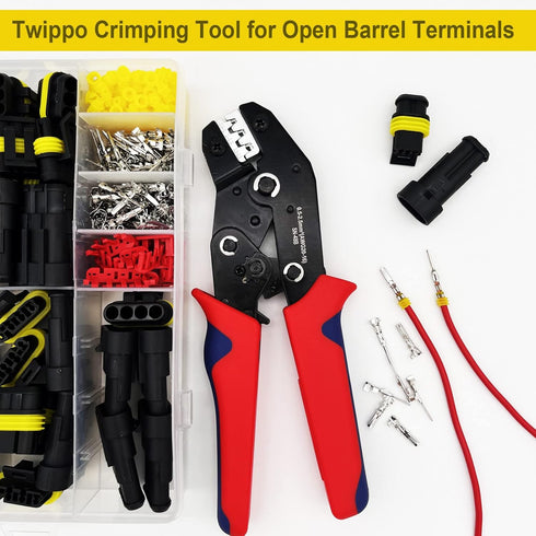 Ratcheting Wire Crimper Tool for Open Barrel Terminal Connectors, Crimping Tool, Electrical Crimping Pliers 20-14 AWG
