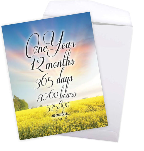 NobleWorks 1 Year Anniversary Recovery Jumbo Greeting Card, Encouragement Notecard for Milestone Sobriety Support