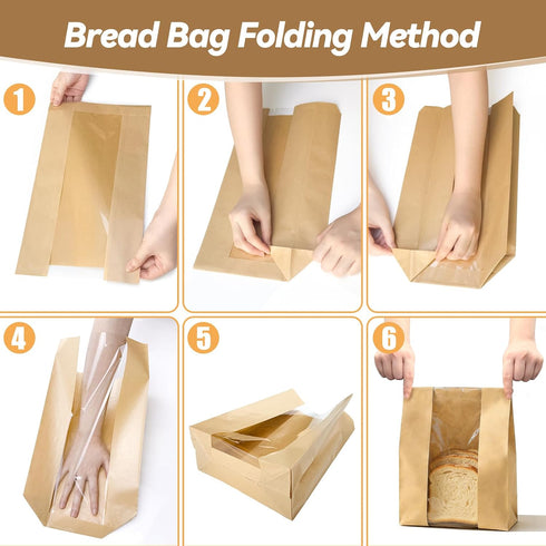 100 120 Tripho Pcs Bread Bags for Homemade Bread with Clear Window & Stickers, Sourdough Bread Bags for Storage