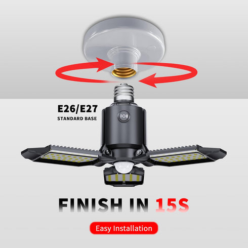 Motion Sensor Garage Light, 80W Indoor Deformable LED Light, 8000LM Motion Activated for Workshop, 1 Pack