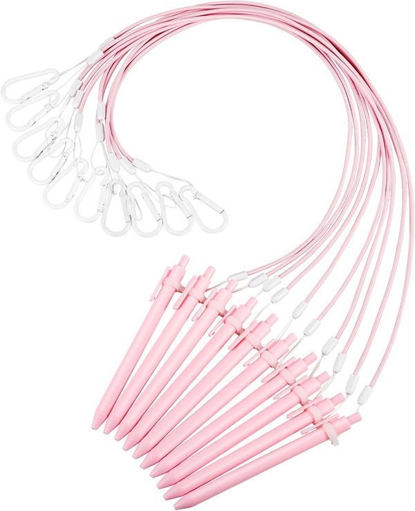 Lewtemi 10 Sets 24'' Pen Leash for Clipboard, Silicone Lanyard Holder Safety Neck Strap with Connection Buckle for