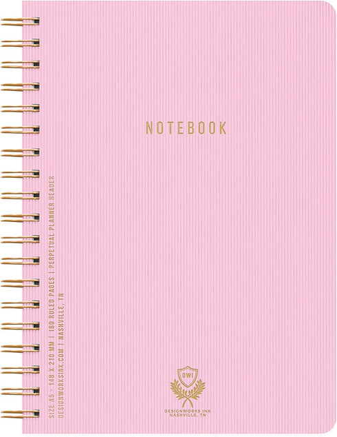 DesignWorks Ink TEXTURED PAPER COVER TWIN WIRE A5 CREST NOTEBOOK - LILAC by DesignWorks Ink