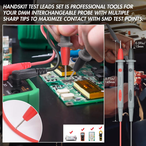 Electrical Multimeter Test Leads Set with Alligator Clips, Test Hook, Probes, Professional Kit 1000V 10A