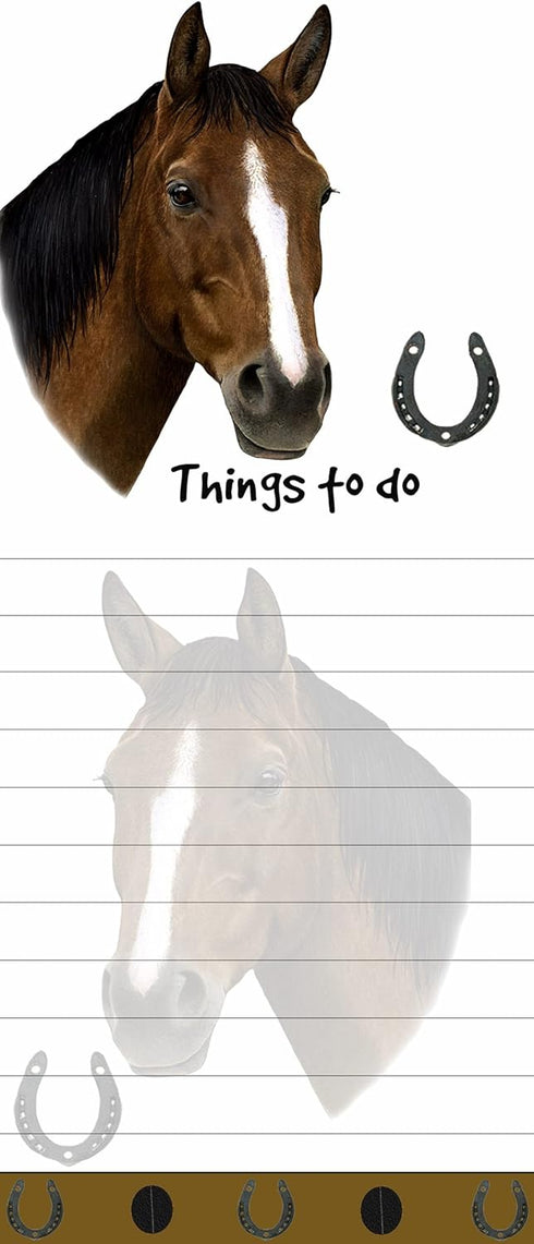 Horse Magnetic List Pads, Uniquely Shaped Sticky Notepad, 8.5 by 3.5 Inches