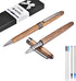 Wood Ballpoint Pen Set - 2 Pack, Fancy Wooden Pens and Rollerball Pen with 4 Extra Ink Refills