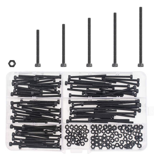 DYWISHKEY 200 Pieces M3 Hex Socket Head Cap Bolts Screws Nuts Kit with Hex Wrench, 12.9 Grade Alloy Steel